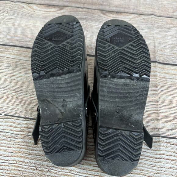 Torpatoffeln Black Patent Leather Cape Clogs Mules Size 36 (5.5/6) Wooden Heel - Picture 13 of 16